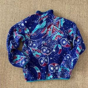 Patagonia snap sweater - owl print - size small